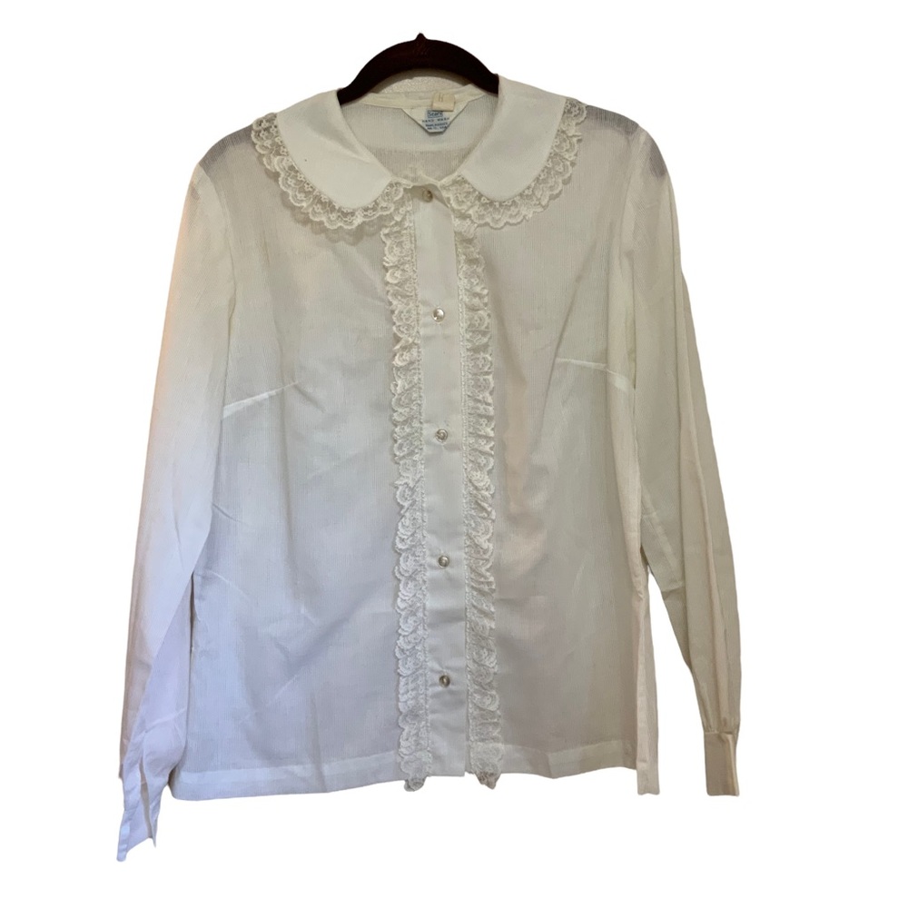 Vintage Sears White Ivory Lace Blouse sz 14=L